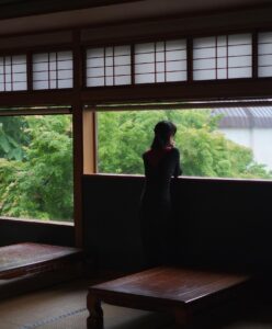 Lounge at Villa Nozawa in Nozawa Onsen is a perfect spot to admire the mountainous panorama