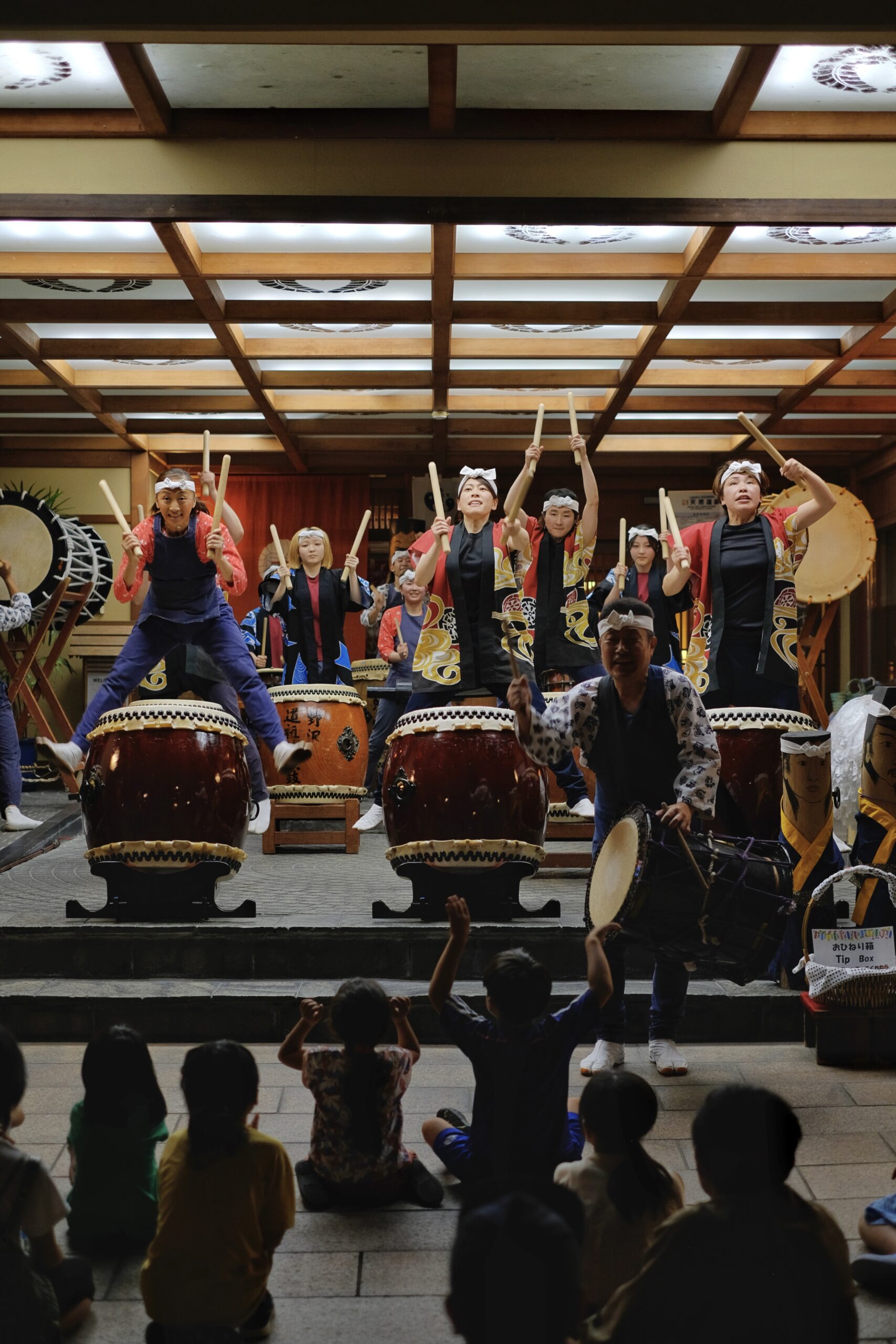 Drum performance on Oyu Street Nozawa Onsen during Takenoko Bamboo Shoot Festival