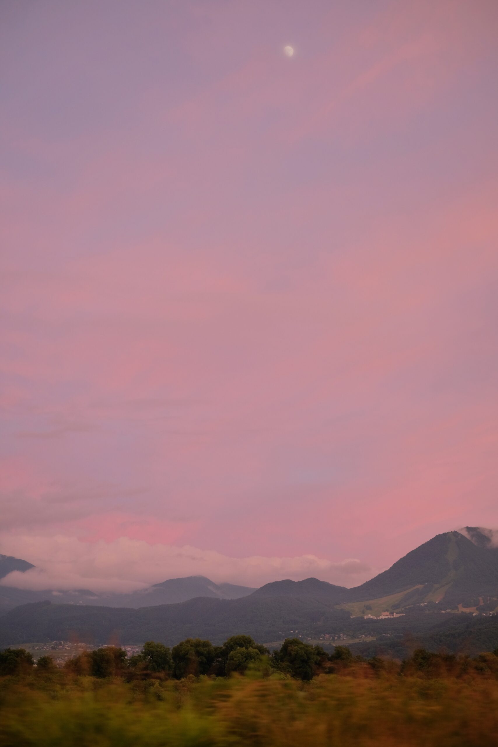 Sunset nearby Nozawa, on the way to Iiyama