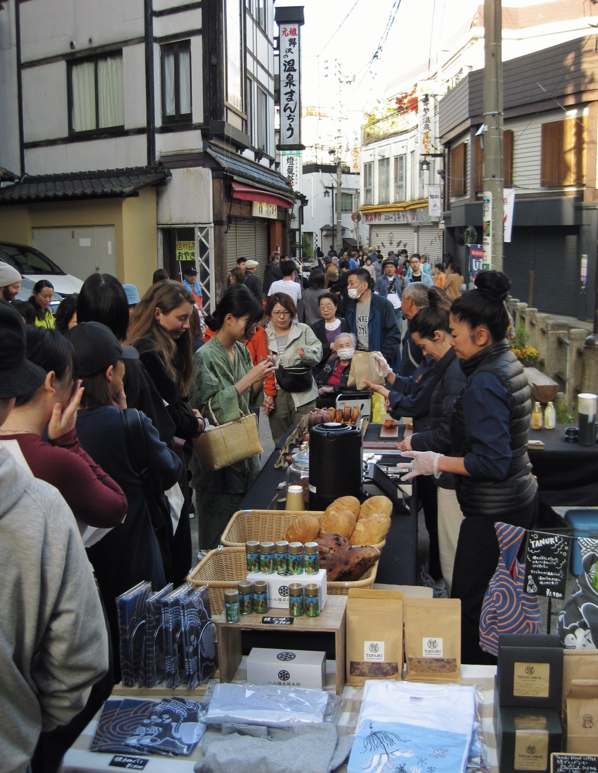 Morning market with delicious pastries, coffee and souvenirs 