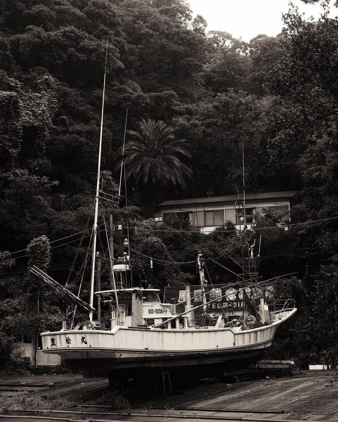 One of many fisherman's ships along the coastline of Japan