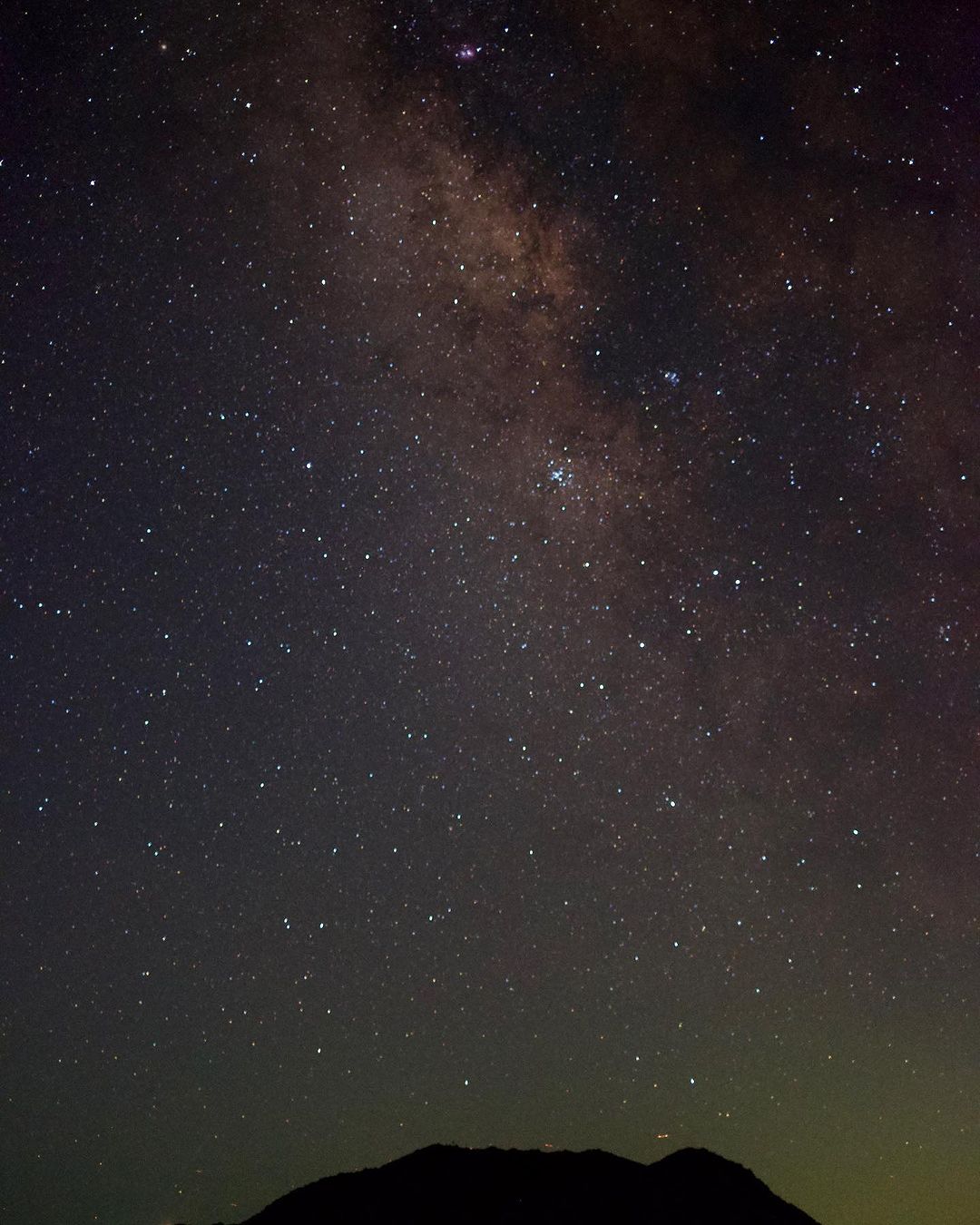 Milky way stretching through the skies above Mt. Yari