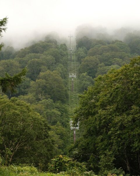 Misty weather covered the top of Mt. Kenashi