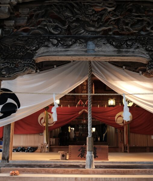 Beautifully decorated Yuzawa shrine during the annual Lanter Festival