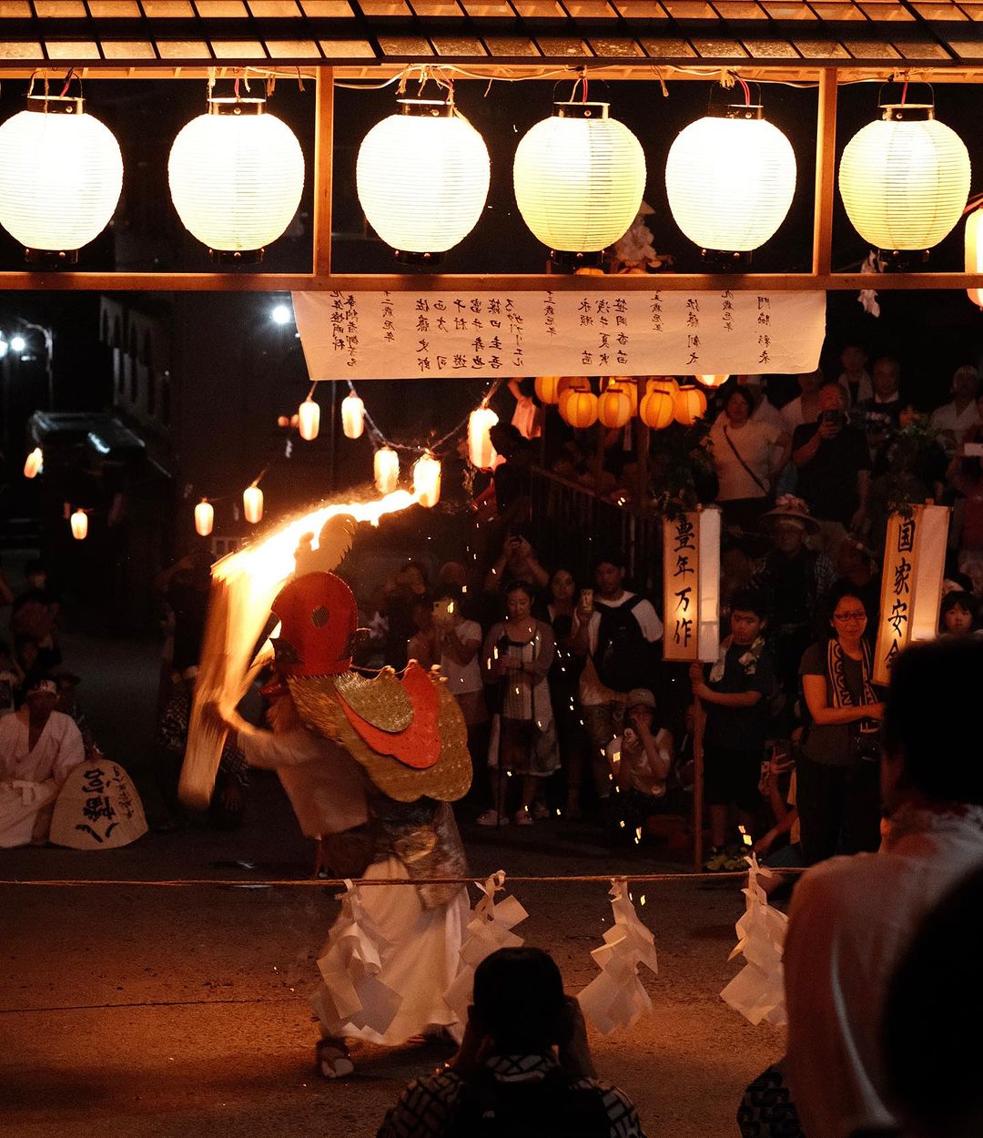 Unique traditional Japanese performances with fire 