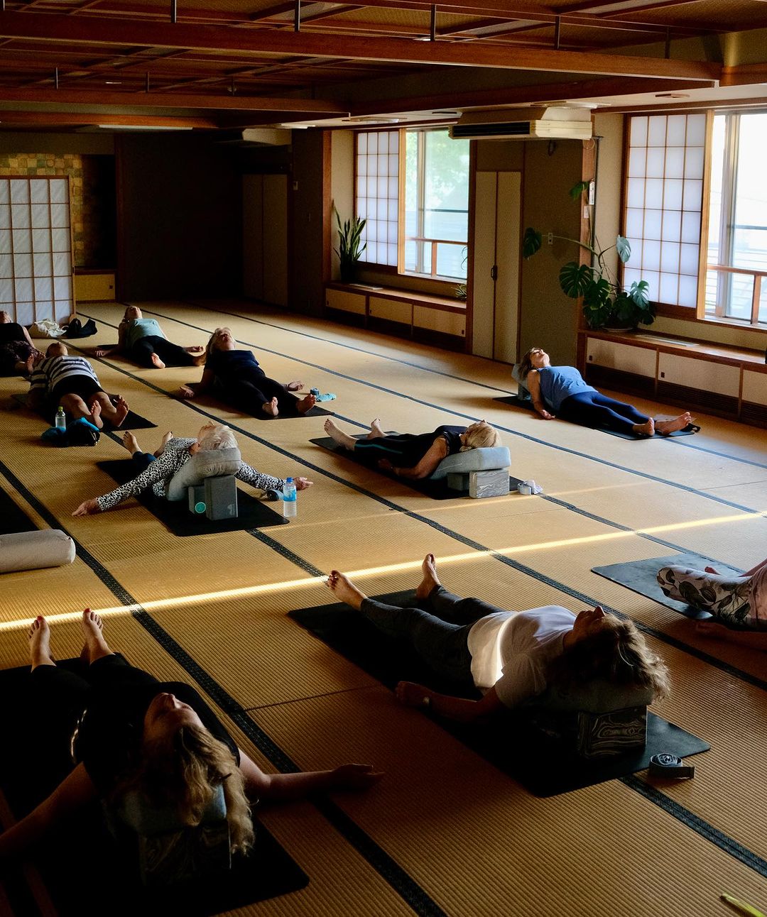 Spacious yoga studio at Shimataya View Hotel in Nozawa Onsen