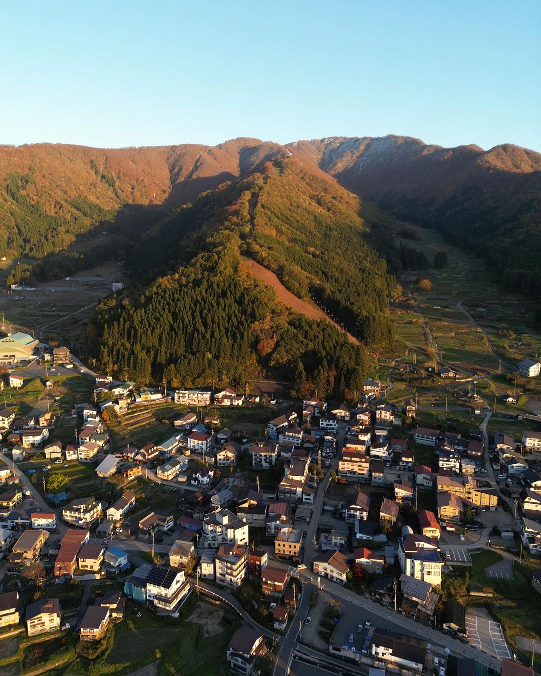 Beautiful sunset landscape of Nozawa