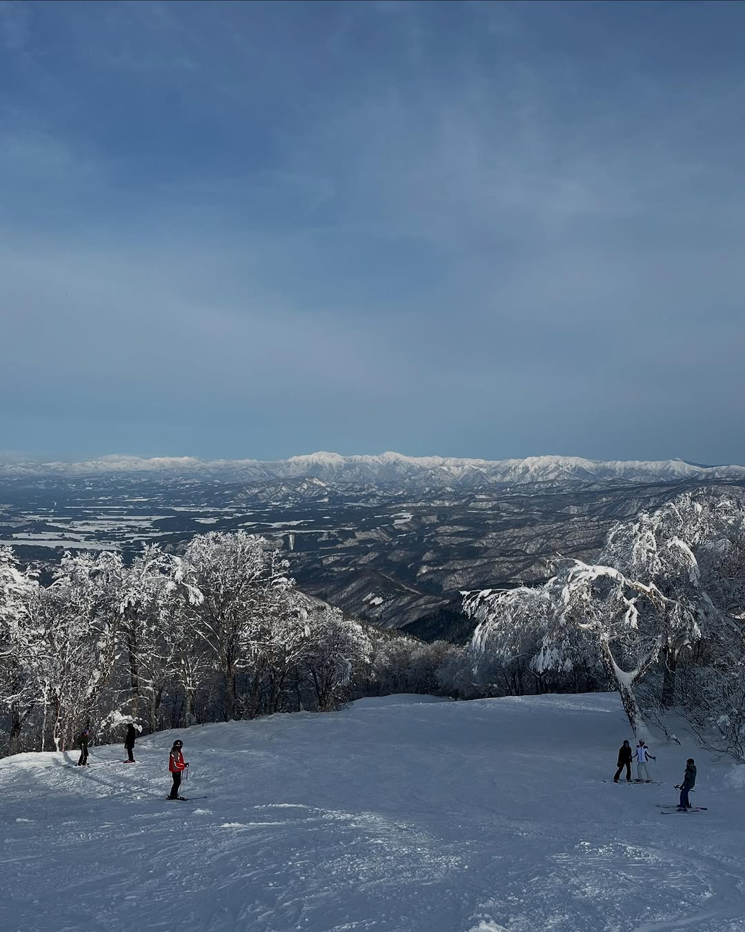 Snowy peaks peaking through at the top of Yamabiko