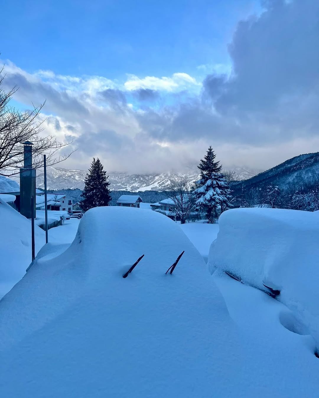 Most cars in Nozawa Onsen are currently buried under the snow 