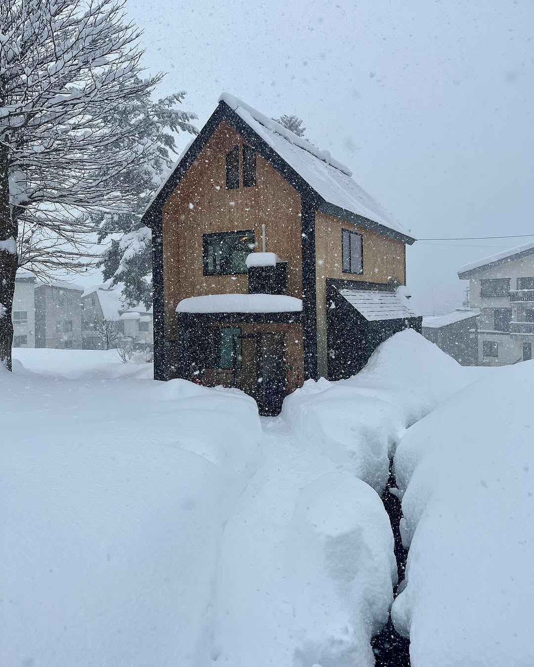 Our eco house nestled in the powder laden valley