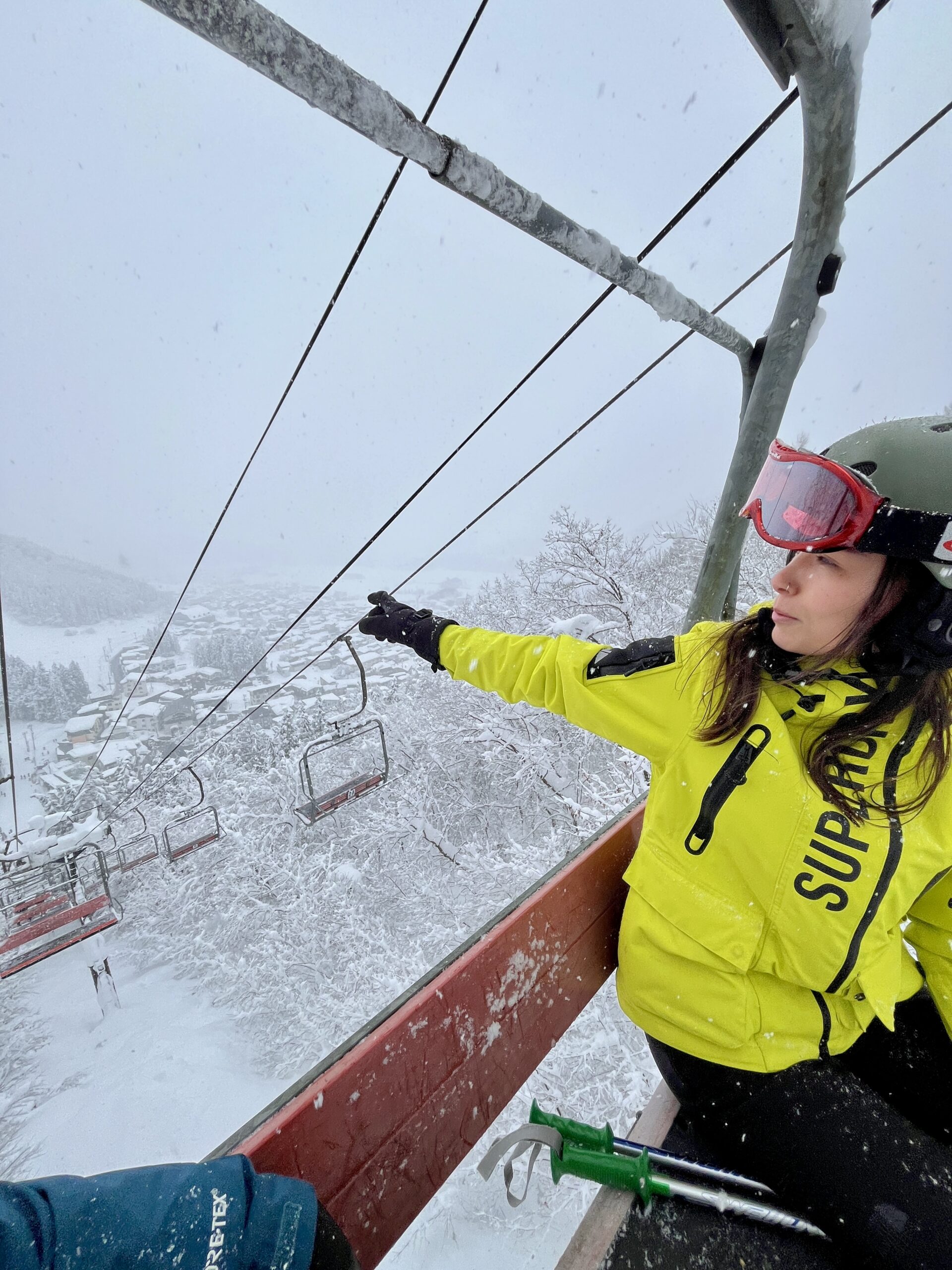 Snowy views from the chairlift in Nozawa