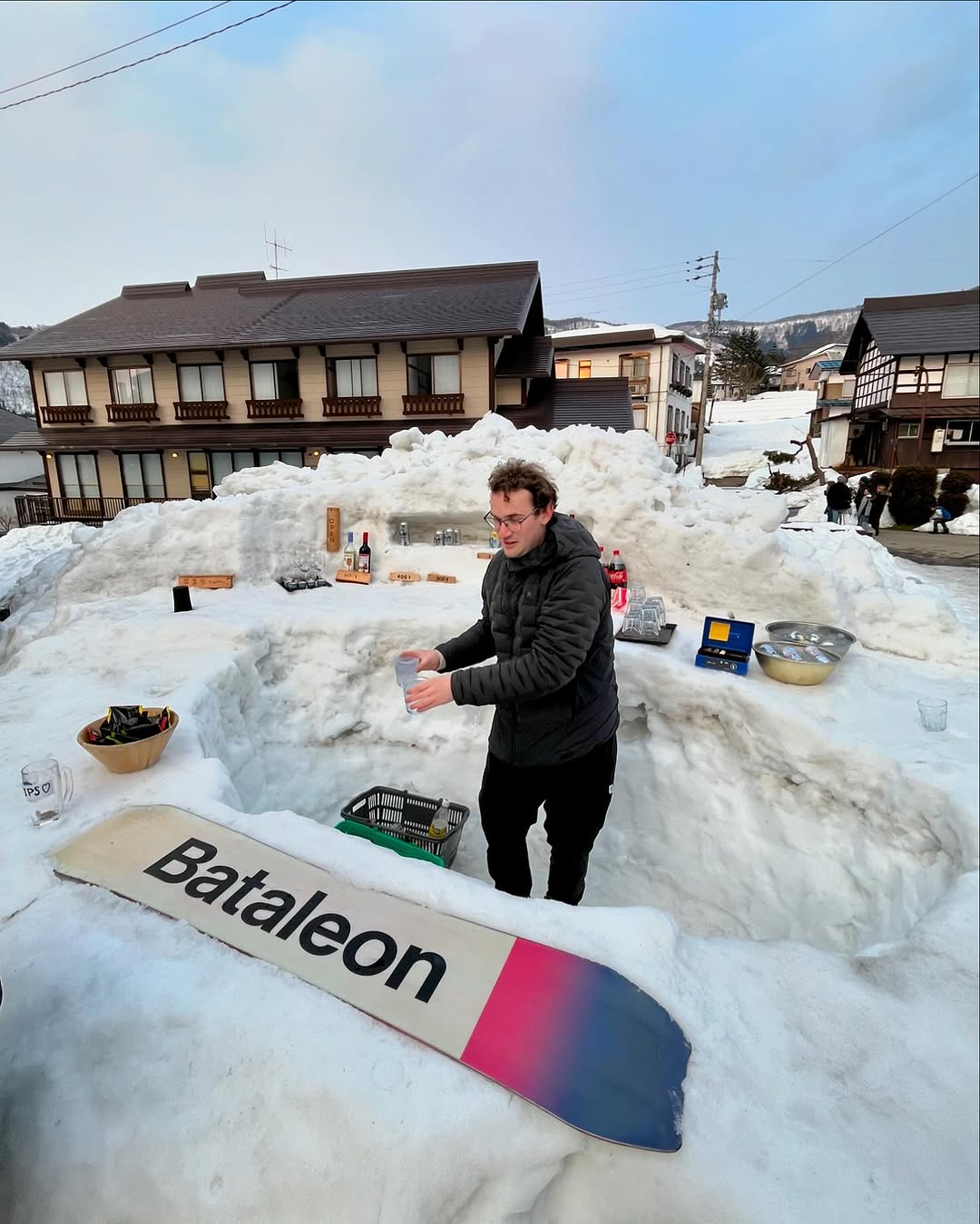 Villa Nozawa serving drinks at the custom made ice bar! 