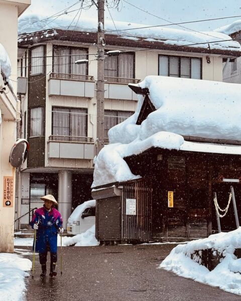 Village covered in fresh snow