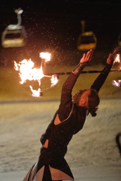 Fire juggling display at Nagasaka slope